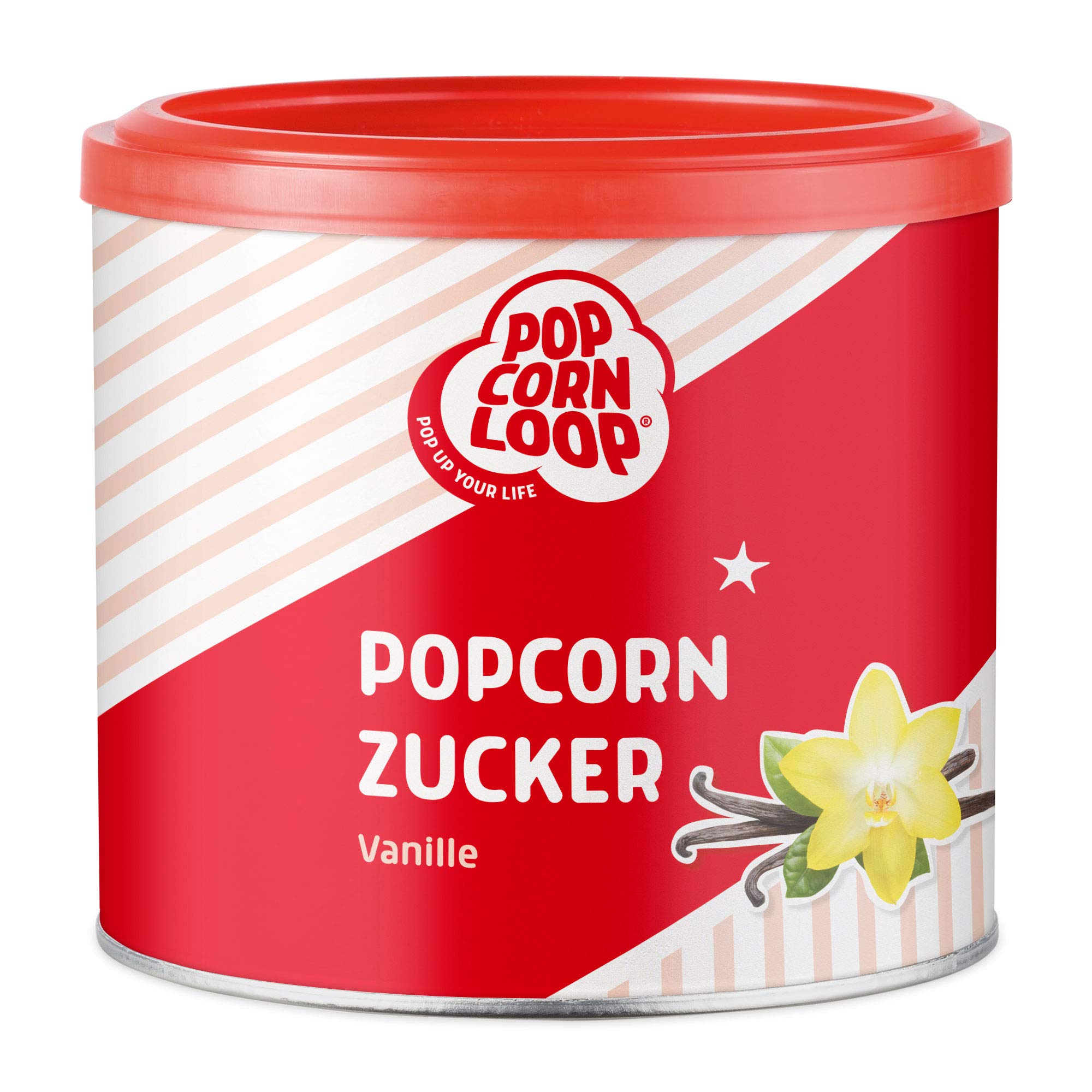 Popcornzucker Vanille 300 g mit Bourbon-Vanille Zucker Vanillin Popcorn Mais Gewürz zum Verfeinern Kochen Backen Dessert Müsli Joghurt