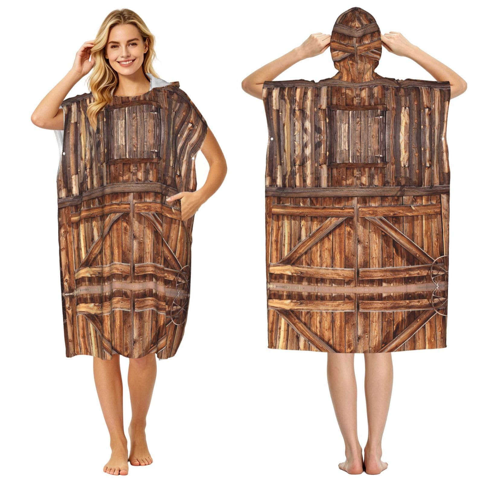 Poncho tissu éponge à séchage rapide avec capuche et motif original