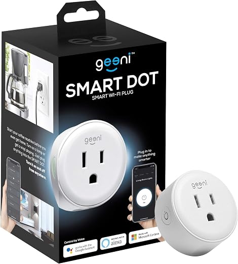 Geeni DOT Smart Wi-Fi Outlet Plug, White, (2 Pack) – No Hub Required – Works with Amazon Alexa and Google Assistant, Requires 2.4 GHz Wi-Fi