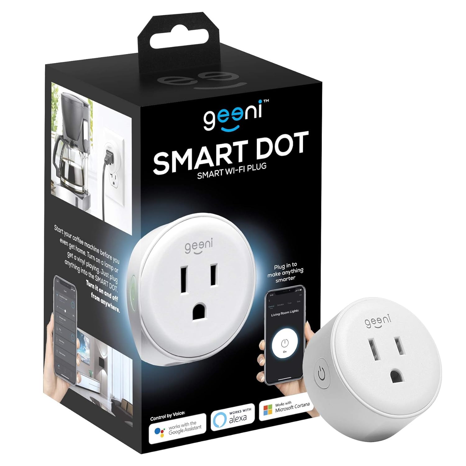 Geeni Dot Smart Plug with 2 4GHz WiFi Connectivity 1-Pack Compact Fire-Resistant Smart Outlet Plugs with Schedule Timer