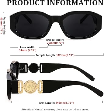 FEISEDY Trendy Rectangle Sunglasses Womens Mens UV400 Protection B2322
