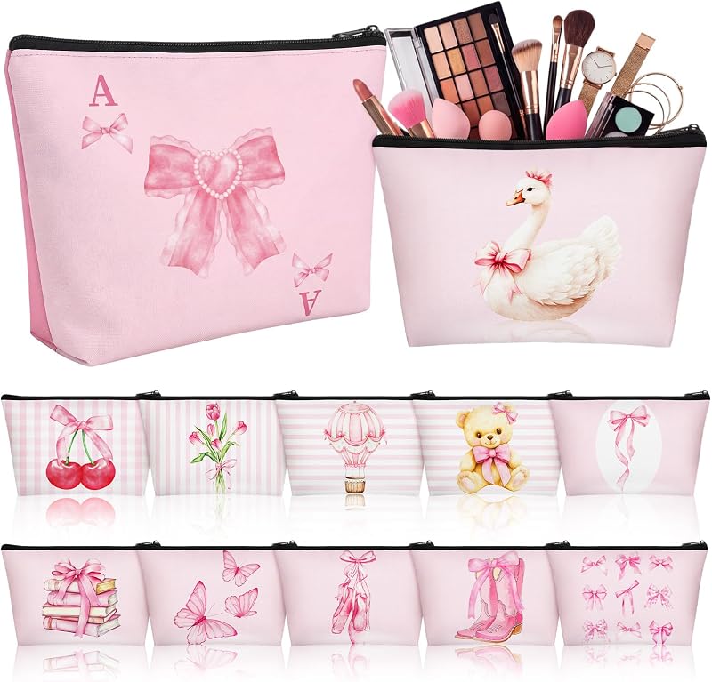 Sweetude Conjunto com 12 necessaires de maquiagem Conquette rosa com zíper