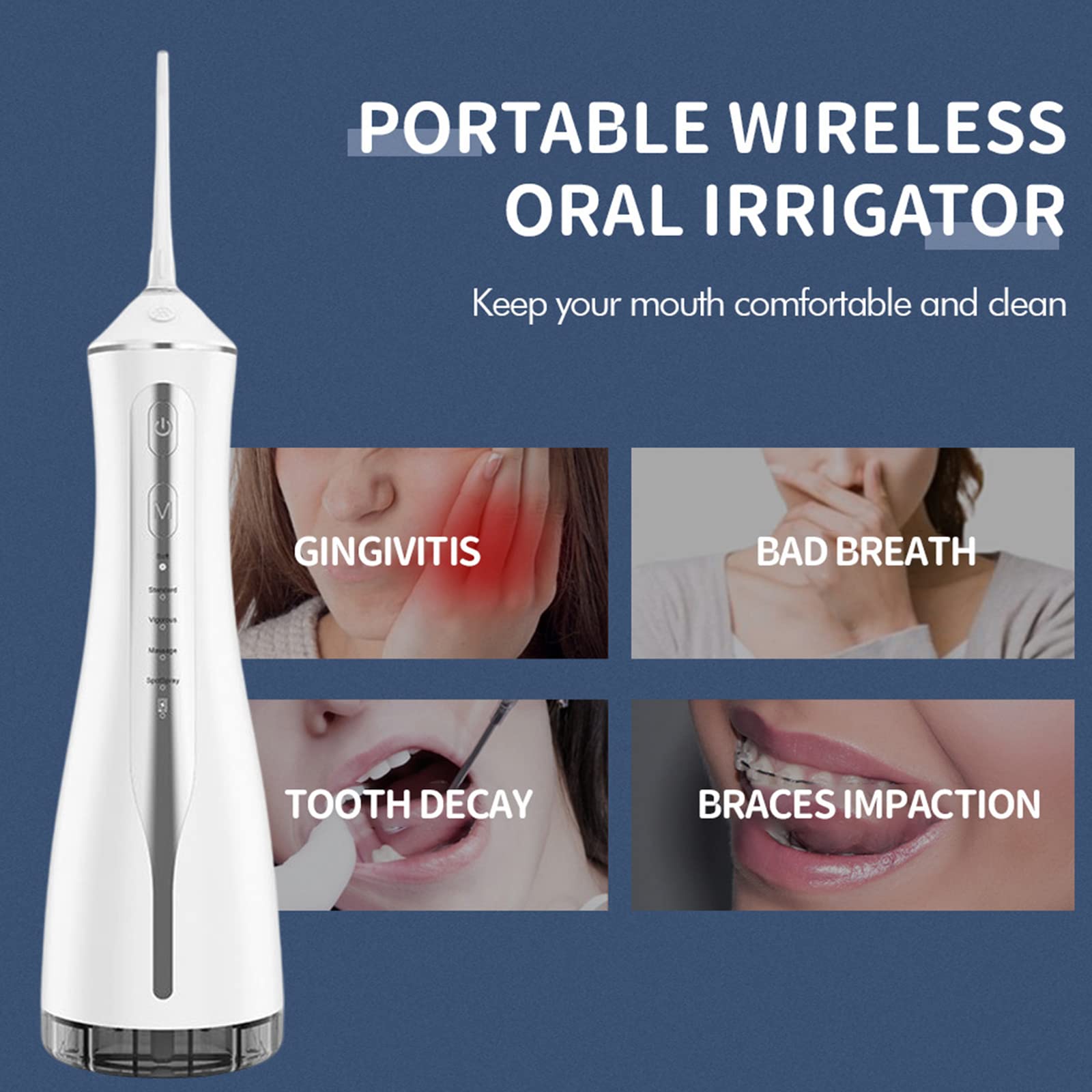 Nettoyeur de dents à jet ponctuel instrument de soins bucco-dentaires à cinq modes rinçage à l'eau fil dentaire 220 ml
