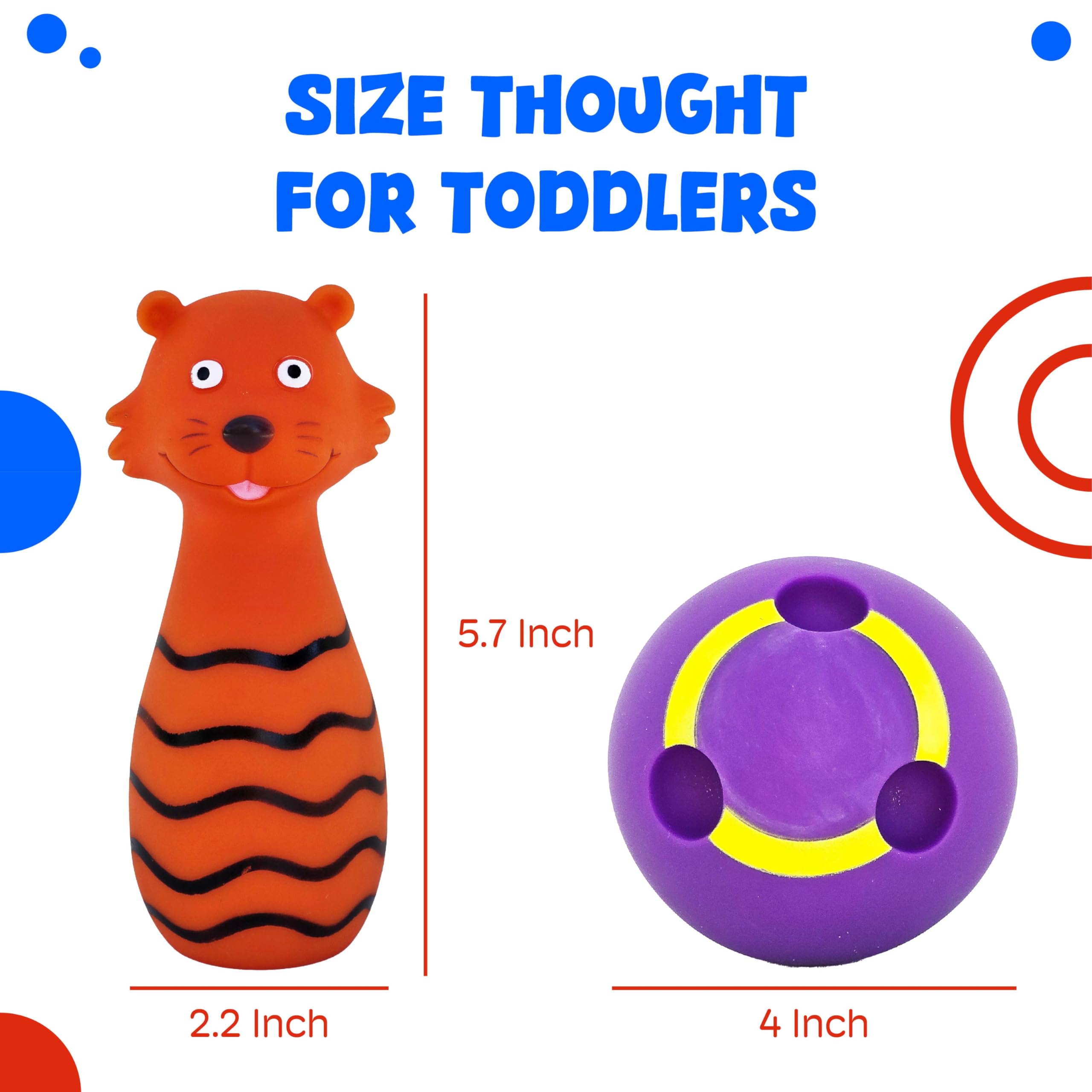 ActiveJoy - Toddler Bowling Set - Bowling Games for Kids Indoor - Real Animal Toy, 5 pins, 1 Ball for Family - 0-2 Years Old - Image 7