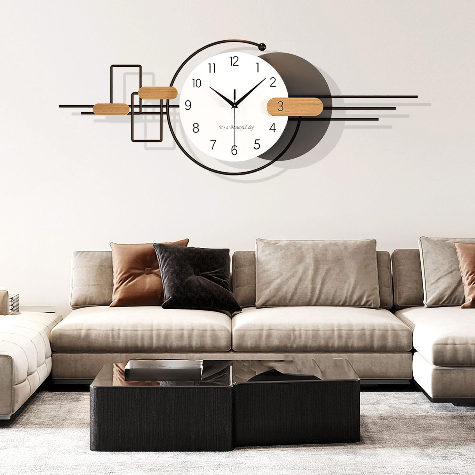 Wanduhr Groß XXL, Minimalistisch Modern Wanduhren, Stille Wanduhr Ohne Tickgeräusche für Wohnzimmer Schlafzimmer Küche Büro Haus