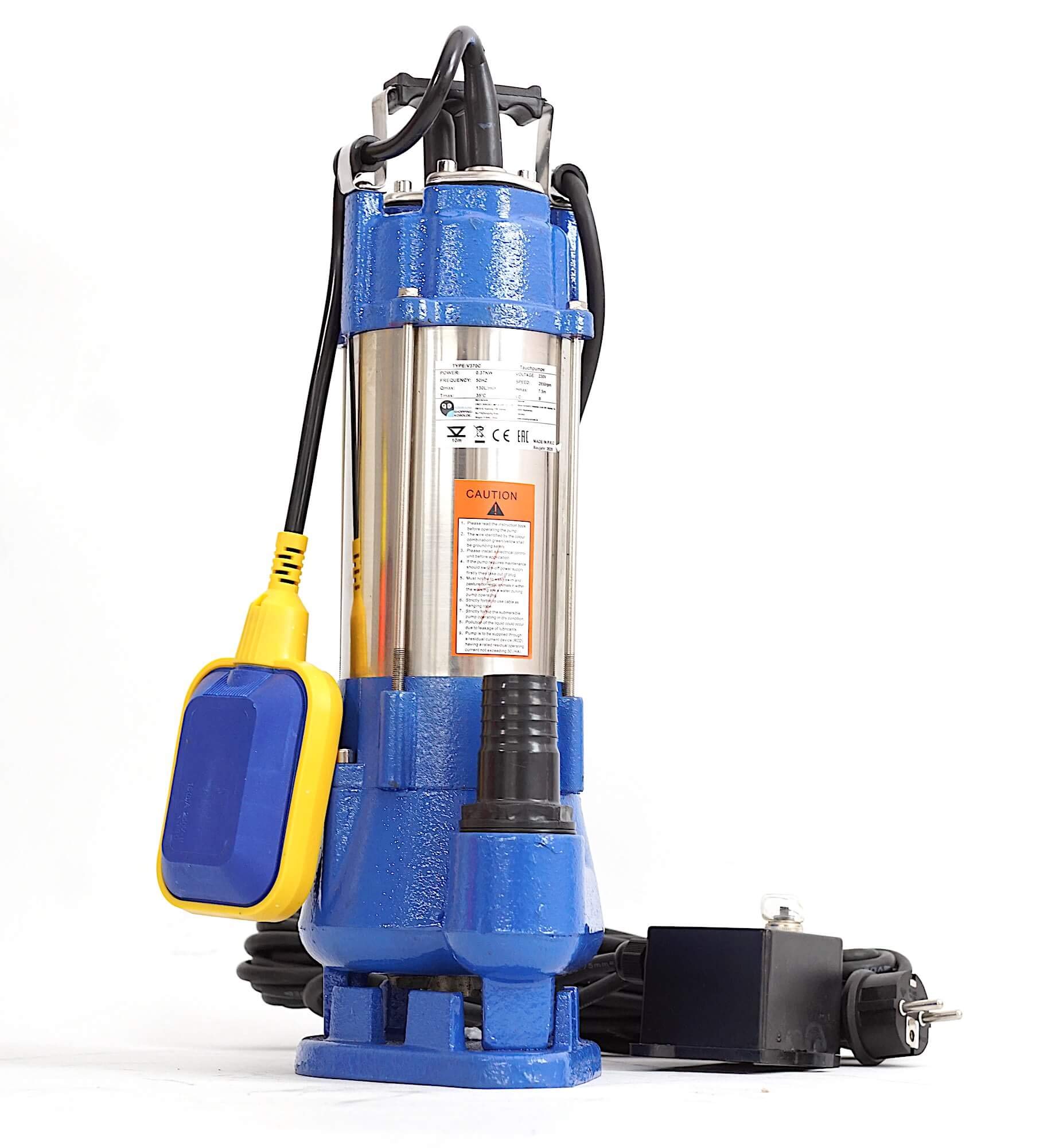 370W Fäkalienpumpe Schmutzwasserpumpe Tauchpumpe Abwasserpumpe mit Schneidwerk + Trockenlaufschutz + Überspannungsschutz
