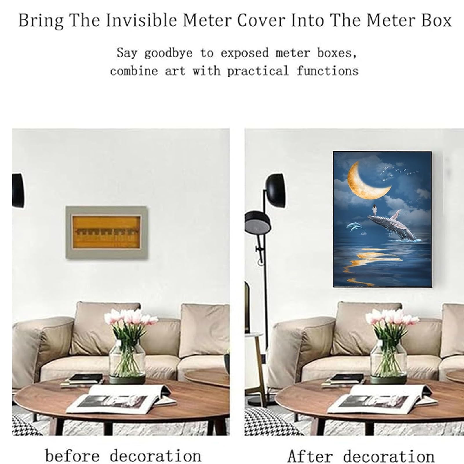 AWSAD Tapa Decorativa Cuadro Electrico Creativa Cubierta Simple Contadores Decorativos Caja Medidor Eléctrico Pintura Decorativa(B,50X60CM(19.6x23.6in))