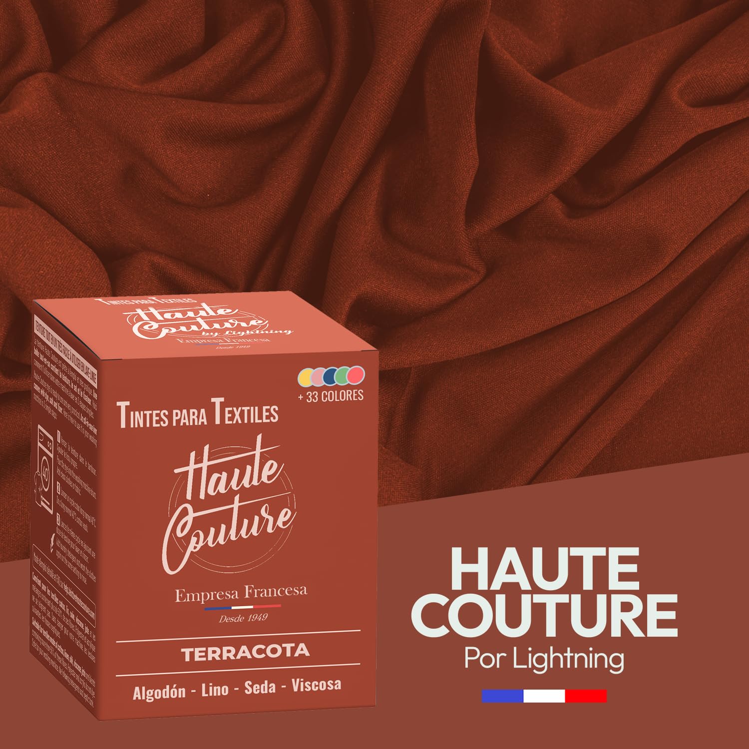 Haute Couture - Tinte para Ropa y Textil Terracota - 3x350g - Tinte Textil Todo en uno - Listo Para Teñir Ropa y Tejidos