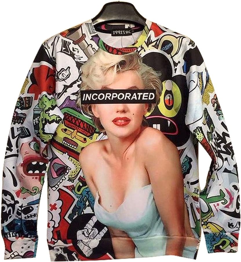Galaxy Sweatshirts Funny Graffiti Marilyn Monroe Pullover Sweatshirts Women (M)