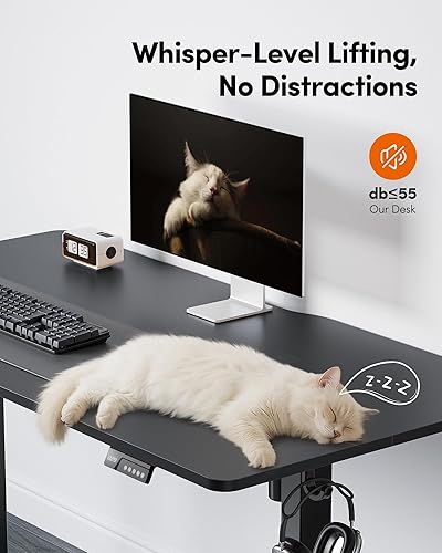 Miniatura 7 de FEZIBO - Escritorio eléctrico de altura ajustable, escritorio para sentarse y estar de pie de 55 x 24 pulgadas, escritorio para oficina en casa