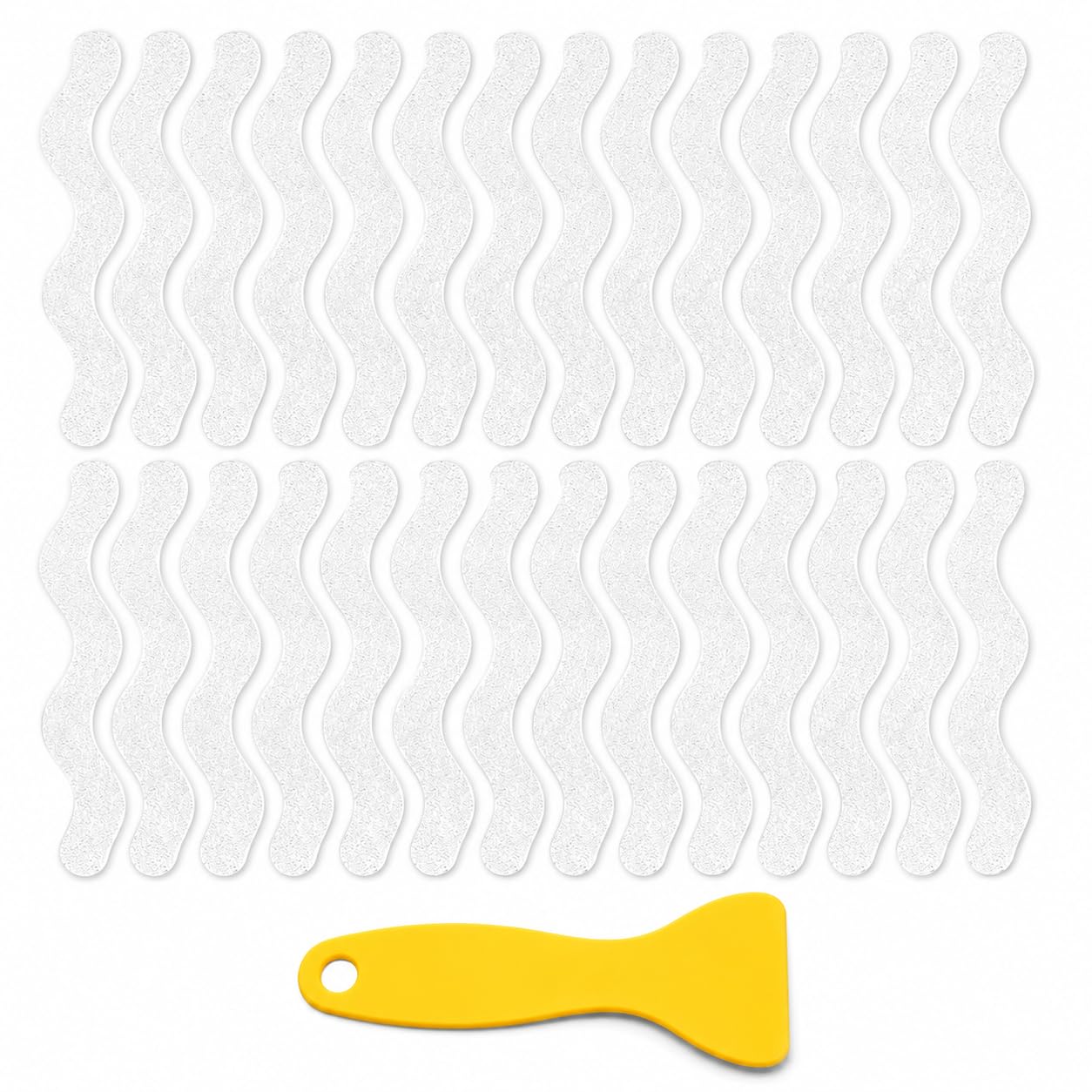 Vayfoni White 36Pcs Anti Slip Bath Stickers - S-Shaped Non Slip Shower Stickers With Scraper - Peva Adhesive Strips For Bathtub Stairs Bathroom Slippery Surfaces (Transparent)