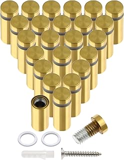 Luomorgo 24 Pcs 1/2" x 1.18" Stainless Steel Standoff Screws, Wall Sign Standoff Mounting Hardware Advertising Glass Standoff Nail for Hanging Acrylic Picture Frame, Gold