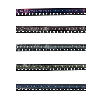 5 Colors x 20 Pcs =100pcs, 0603 SMD LED Diode Lights Chips Assorted Kits Surface Mount for PCB DC 20mA 20mA High Intensity Lighting Components Light Emitting Diodes