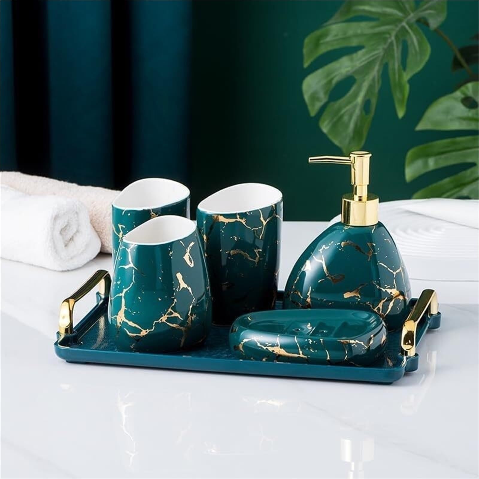 Juego de accesorios baño de 6 piezas contra el desorden del lavabo