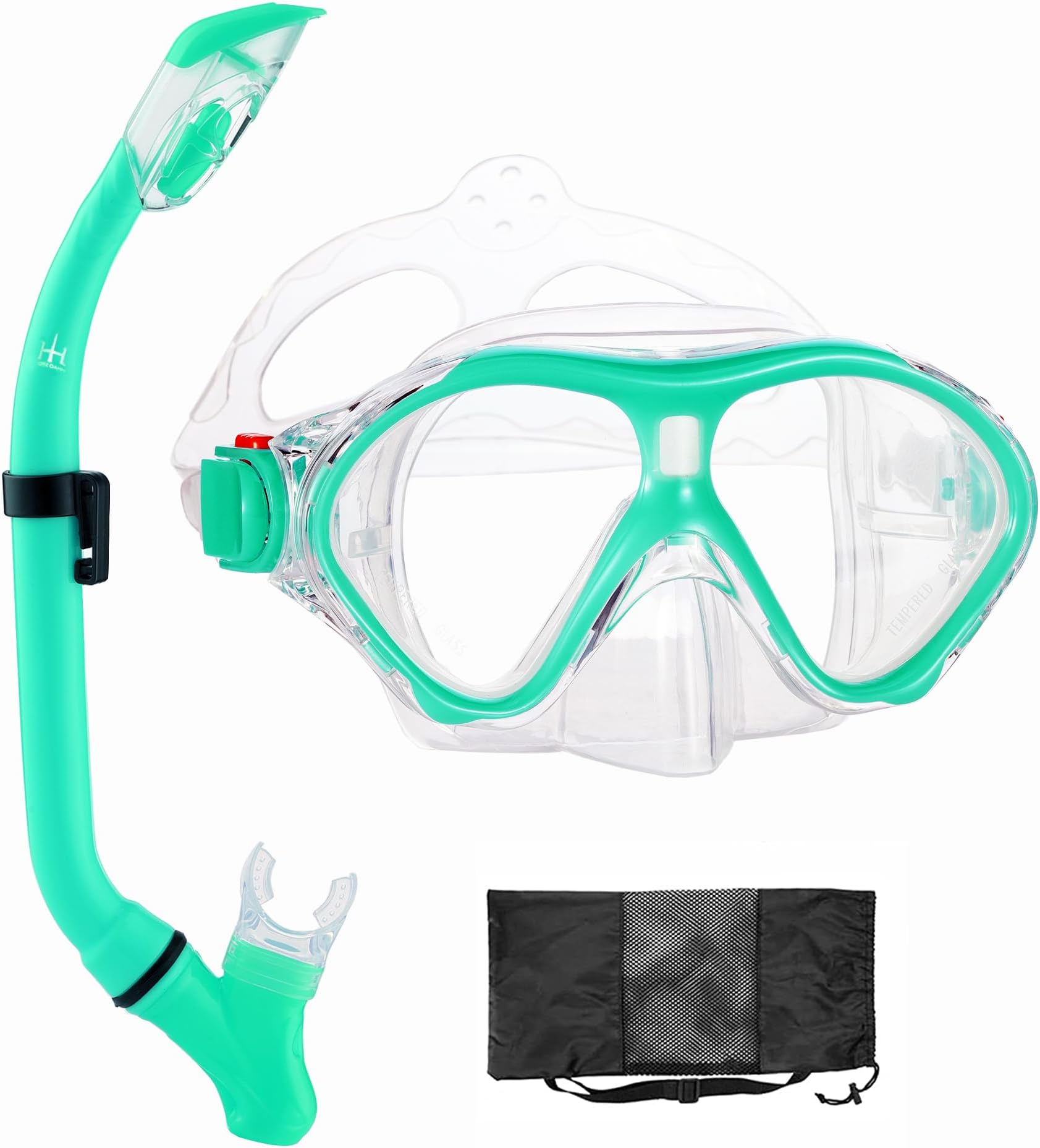 HH HHAO SPORTSnorkeling Gear for Kids with Foldable Silicone Full Dry Snorkel, Kids Snorkel Set Anti Leak Youth Junior Snorkeling Package Diving Mask Soft Tube with Mesh Bag Scuba Swimming Goggles