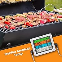 Vista 3 de Termómetro digital SMARTRO ST54 de doble sonda para carne, para cocinar alimentos, horno de cocina, barbacoa, parrilla con modo temporizador
