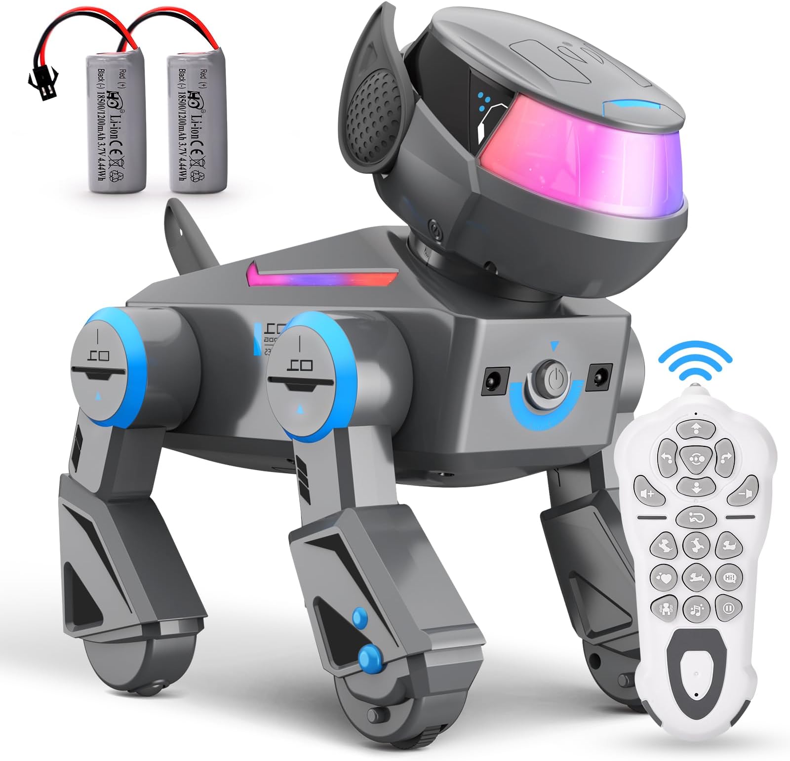 Remote Control Robot Dog Toys for Kids - Interactive Programmable RC Puppy with LED Eyes, Music & Dance, Touch & Bluetooth Speaker,USB Rechargeable Robotic Dog, Gifts for Boys & Girls Ages 3-12
