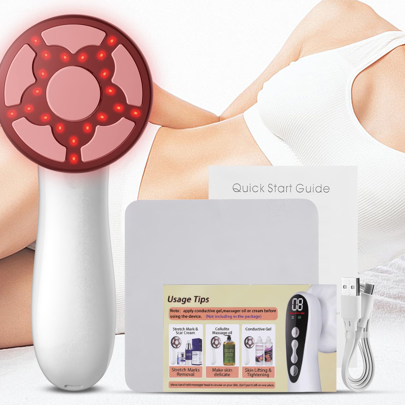 Cellulit Massager, Bezprzewodowy Masażer Konturowania Ciała, Przenośne Urządzenie Ujęcia Skóry, Konstrukcja Do Ładowania, 5-mode, 18x7,5x5,5 Cm, Do Ramion, Nóg, Siedziby, Brzuchu, Pośladków, Poślad
