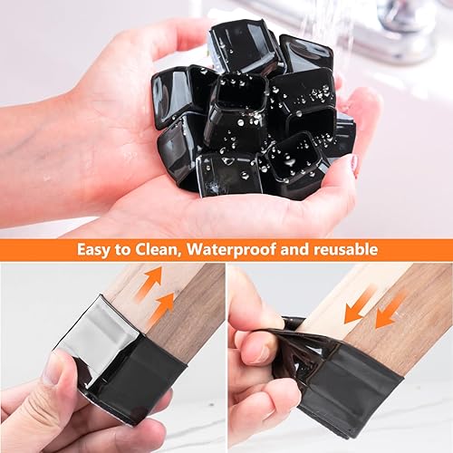 Miniatura 6 de BAIPOK 36 protectores cuadrados para patas de silla, protectores de silicona para patas de silla para suelos de madera dura, almohadilla de fieltro