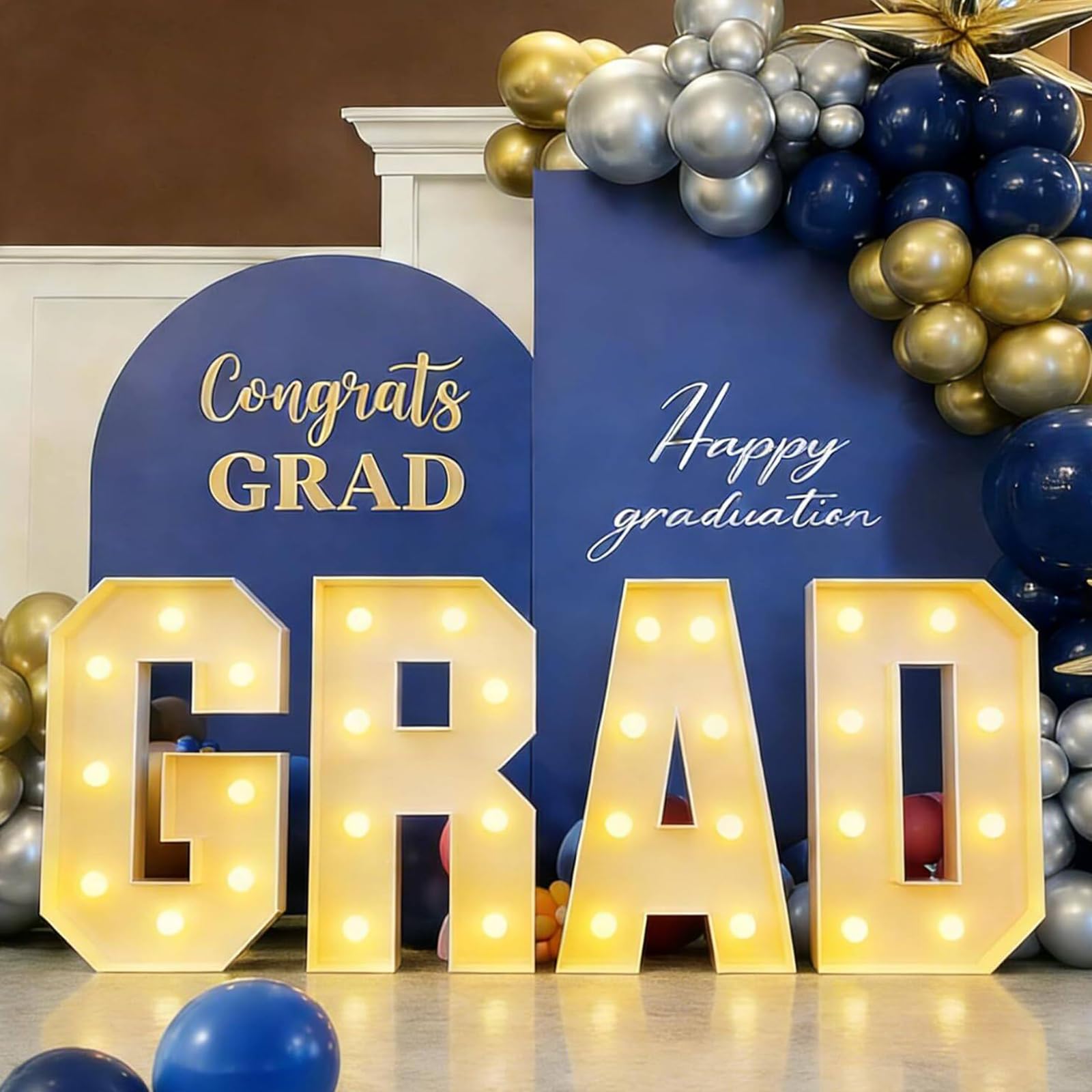 2.3FT Marquee Light Up Letters,GRAD, 26 Alphabet Decor Lighted for Baby Shower Birthday Engagement Wedding Marry Me Graduation Party,GRAD,70cm/27in