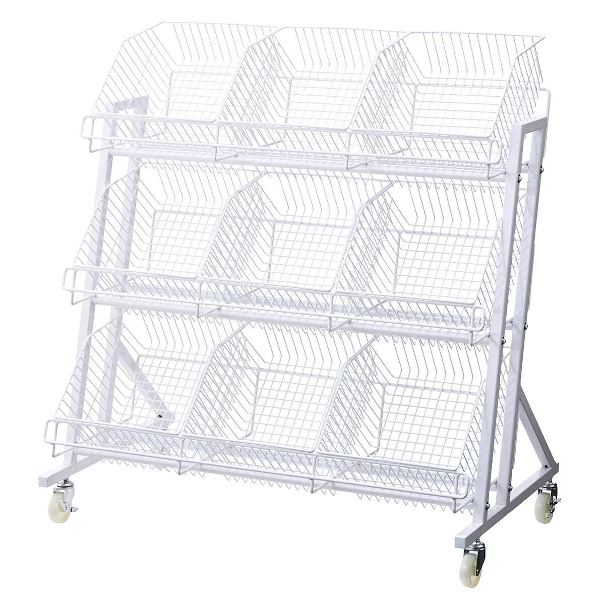 Amazon.co.jp: 傾斜ジャンブルバスケット W90cm 3段 ホワイト 1台 61
