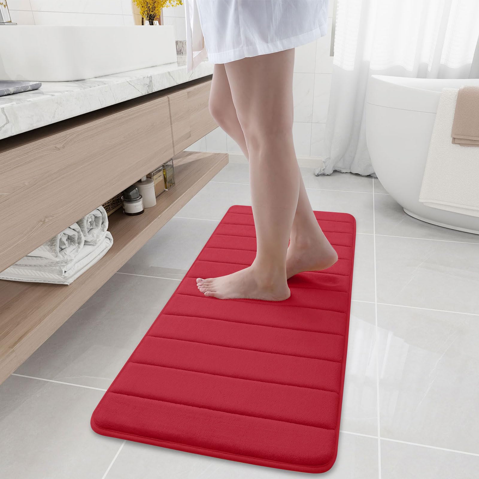 Buganda Memory Foam Bath Mat, 47" x 17", Ultra Soft and Non-Slip Bathroom Rugs, Water Absorbent and Machine Washable Bath Rug Runner for Bathroom,