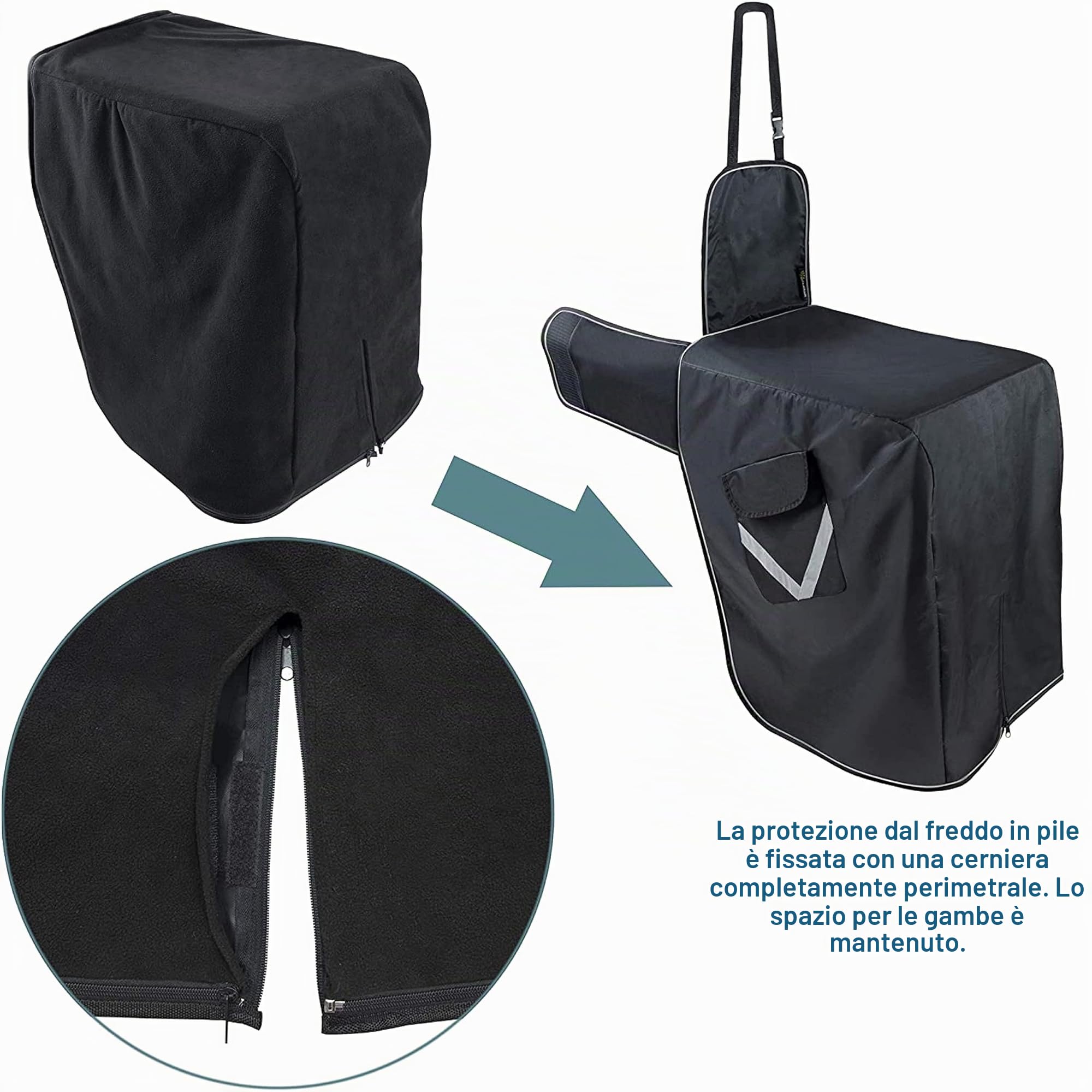 Coprigambe Scooter Universale - Copertura Prottetiva per Moto - Parabrezza per Tutti Gli Scooter - Misura Universale - Certificato TUV