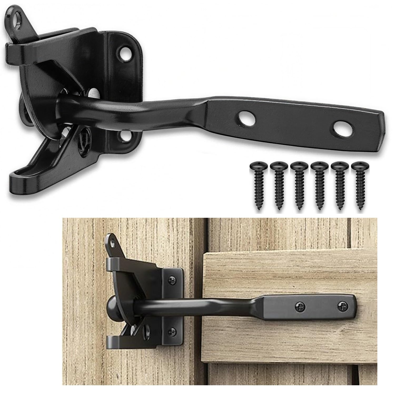 Litensh Self Locking Gate Latch Lock Automatic Gravity Lever for Fence