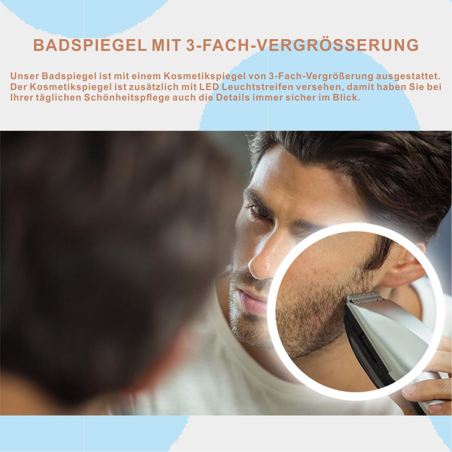 Led Badspiegel mit Digital Uhr 120x60 cm Schminkspiegel mit Beleuchtung