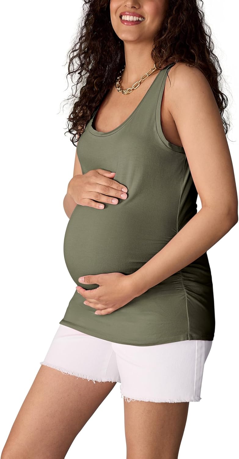 Motherhood Maternity Women's Side Ruched Scoop Neck Pregnancy Tank Top - Image 2