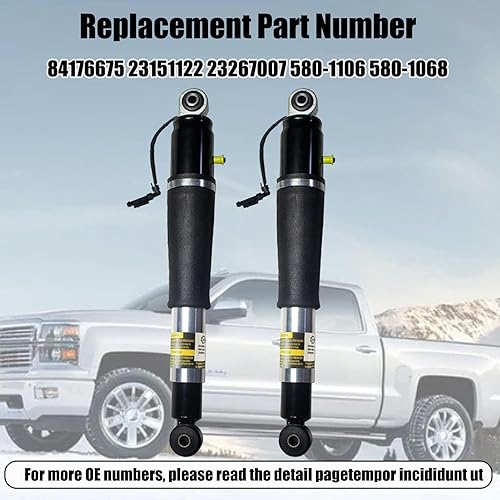 Miniatura 3 de 84176675 Par de amortiguadores de aire trasero compatibles con Chevy Tahoe Suburban Cadillac Escalade ESV GMC Yukon XL 23151122 23267007 23290661