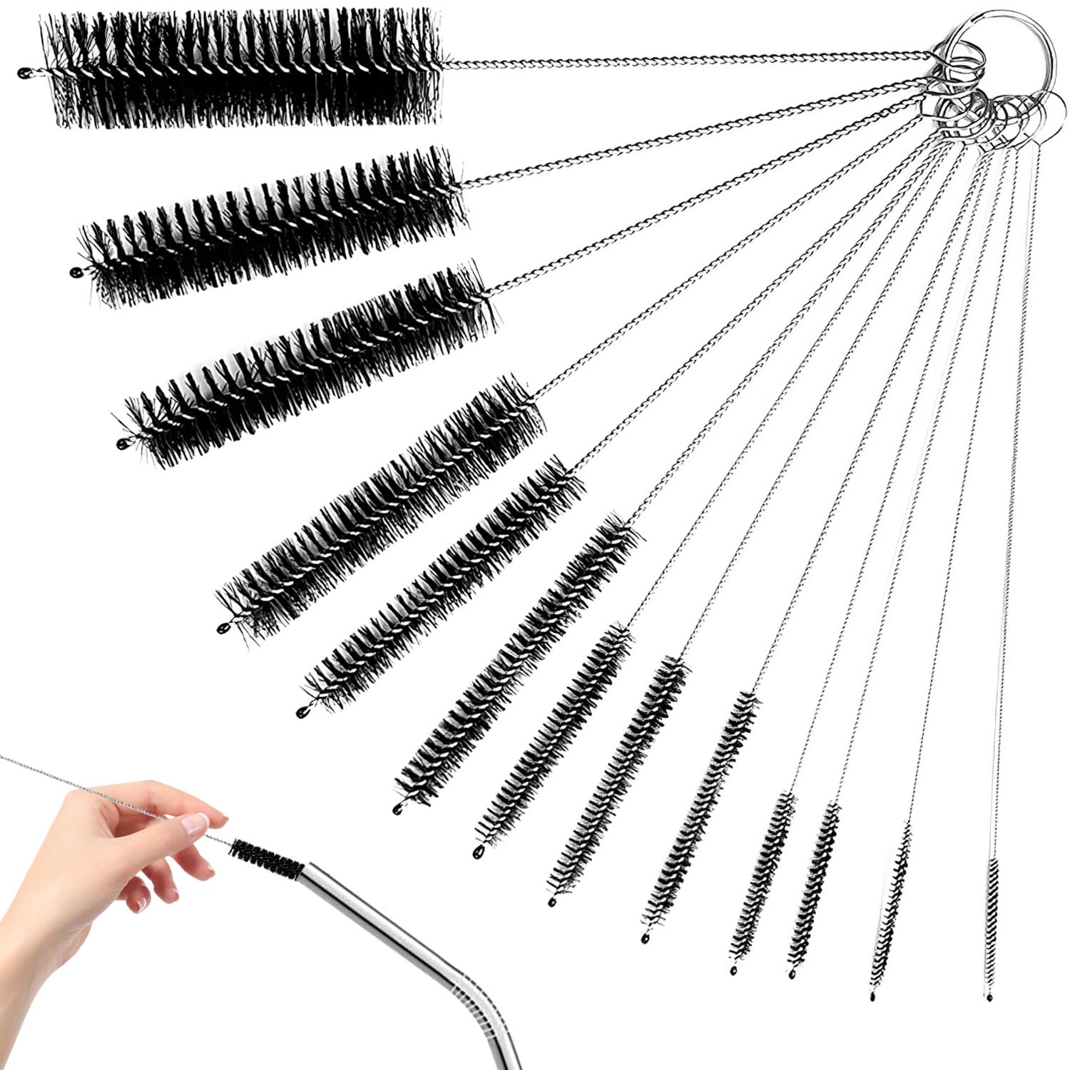 BendJoy® 13 Pcs Small Straw Cleaning Brush Set & Thin Brush for Cleaning for Cleaning Test Tubes, Beakers and Crevices, Straw Cleaner Brush with Tiny Bristles (Black) (B0DD37J162) Amazon Price History, Amazon Price Tracker
