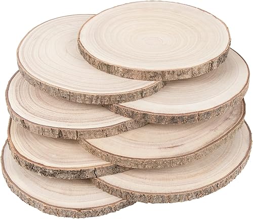 Miniatura 9 de Maputune 8 rebanadas grandes de madera sin terminar de 8 a 9 pulgadas para centros de mesa, placa de madera rústica natural para manualidades,