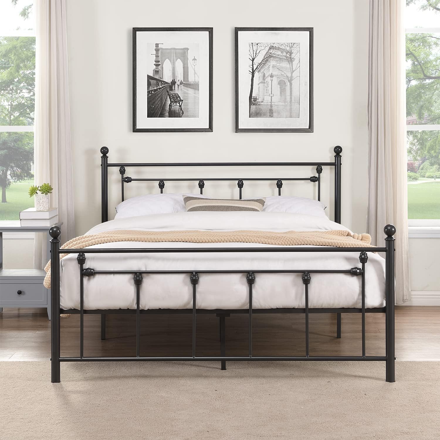 Metal Full Size Bed Frame Platform with Headboard and Footboard/Premium Steel Slat Support/Under Bed Storage/No Box Spring Needed/Easy Assembly (Black)