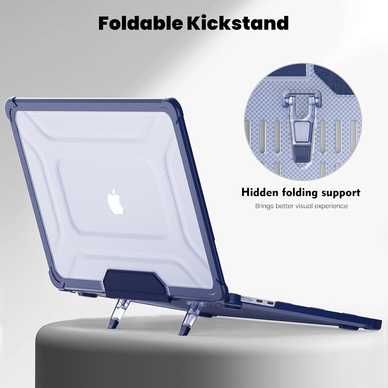 DTangLsm for MacBook Air 13 inch Case 2026 M5, 2025-2022 M4 M3 M2 A3449 A3240 A3113 A2681, Heavy Duty Rugged TPU Bumper Hard Case with Foldable Kickstand&Keyboard Cover for MacBook Air 13.6 Case, Blue