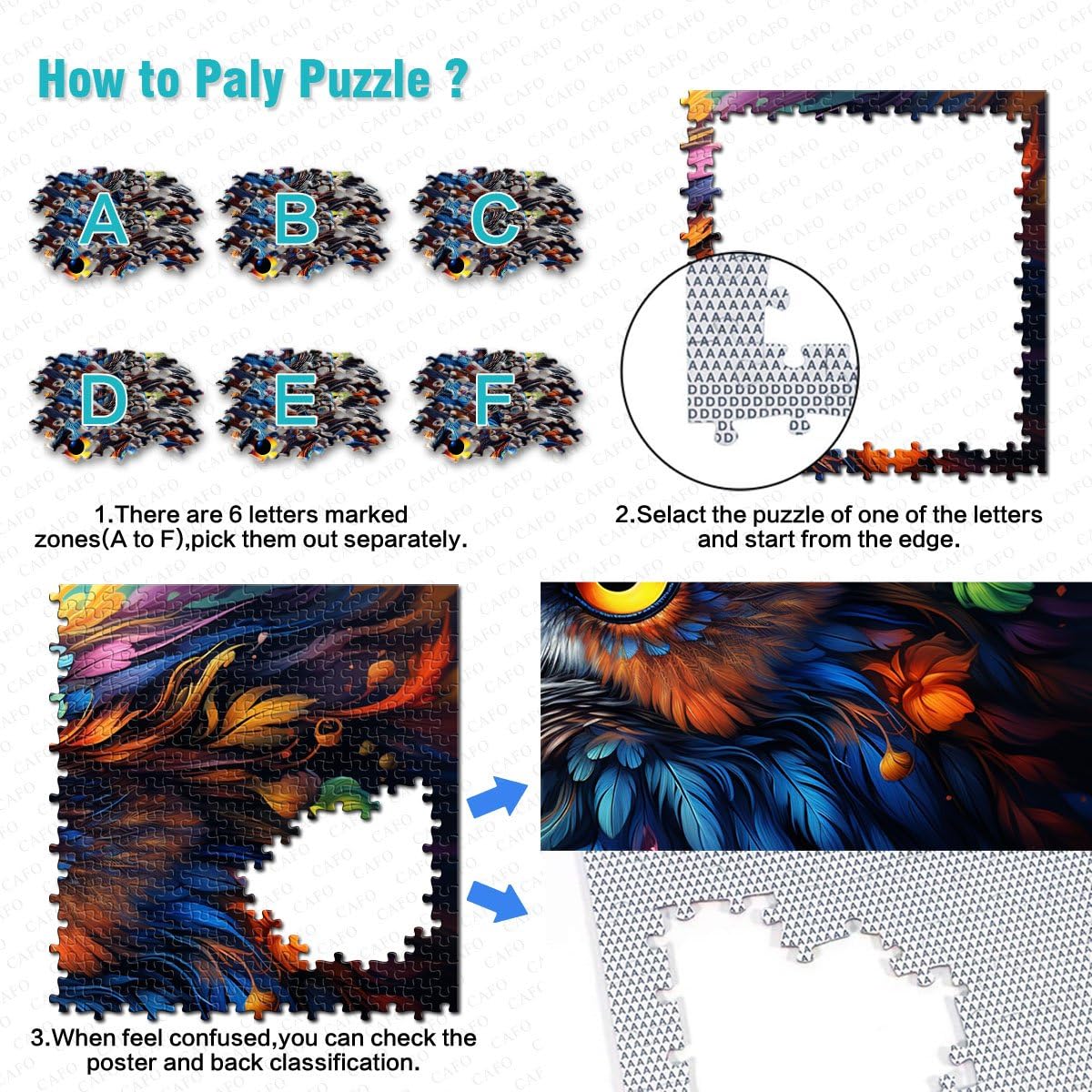 Puzzle da 2000 pezzi per adulti arte gufo Puzzle Hands-on Game è ideale come regalo per tutta la famiglia 70 x 100 cm per adolescenti dai 14 anni in su