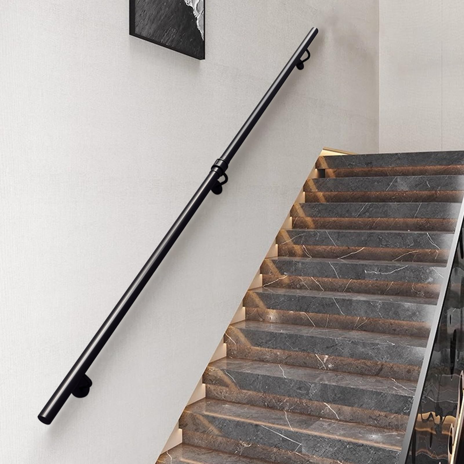 GLDYTVF Stairs Handrail for Outdoor Steps or Indoor Stairs, Staircase Banister Hand Rails with Wrought Iron Brackets and Metal Screws, Corridor Non-Slip Support Rod(100cm/39in)