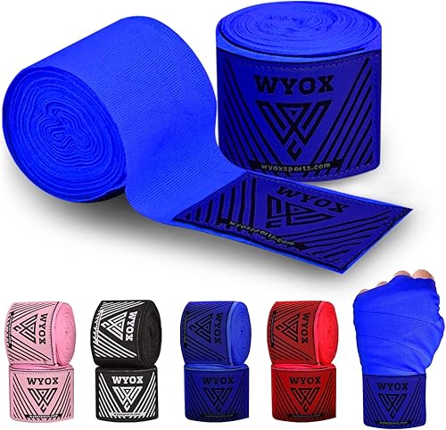 Miniatura 1 de WYOX Vendas de mano de 180 pulgadas, para hombres y mujeres, color rojo, negro, rosa, azul, para boxeo, kickboxing, muay thai, artes marciales