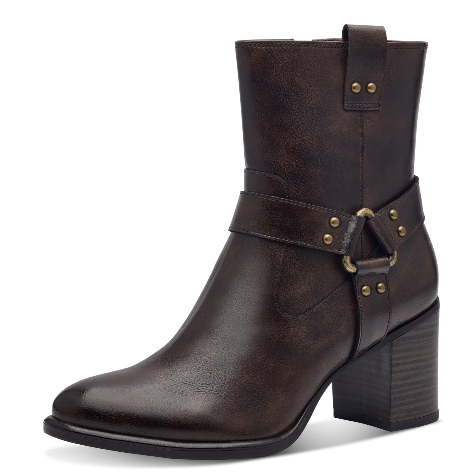 MARCO TOZZI Women's Ankle Boots with Block Heel with Zip, Cafe Antic, 7 UK