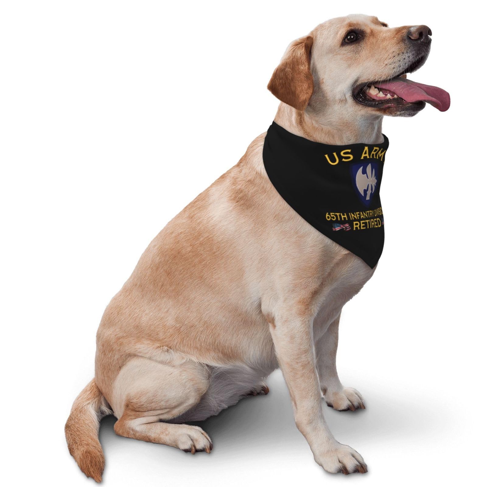 Us Army 65th Infantry Division Retired Dog Scarf Pet Bandana Cat Pet Bibs