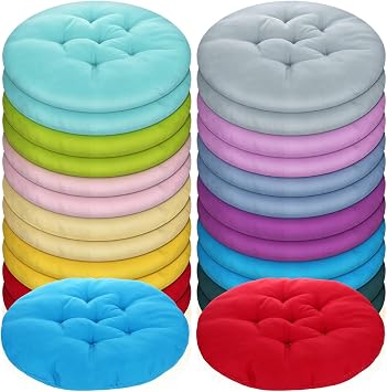 Tinideya 24 Pcs Round Floor Cushions Floor Pillows Meditation Seat Pillows Flexible Seating for Adults Kids, Chair Cushions for Classroom, Nursery, Living Room, YogaMedium 15.7 Inch,Multi Color
