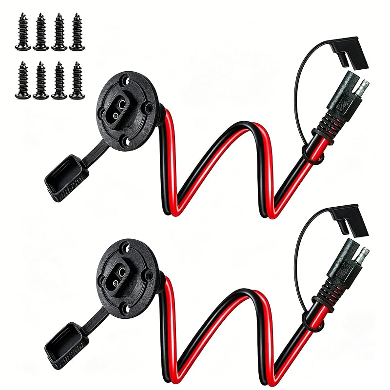 Kit de Conector SAE de Desconexão Rápida 12AWG com Porta de Montagem Lateral e Cabo de Extensão de 30 cm NEWNEWLIU, 2 unidades