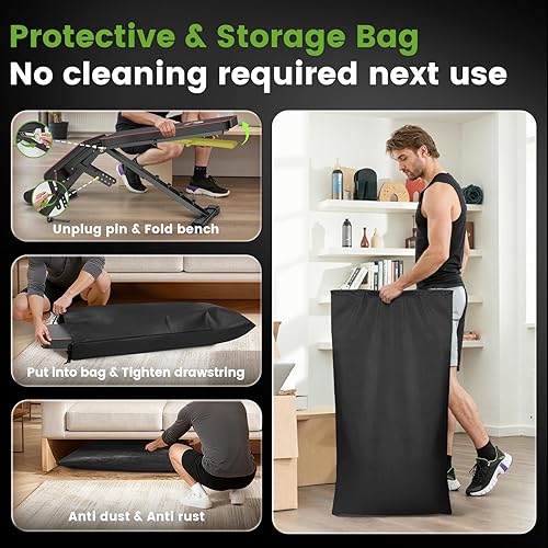 Miniatura 4 de Dskeuzeew Weight Bench with Storage Bag, 7 Backrests Adjustable Workout Bench Load 660LBS Weight Capacity, Incline Decline Flat Foldable Bench Press