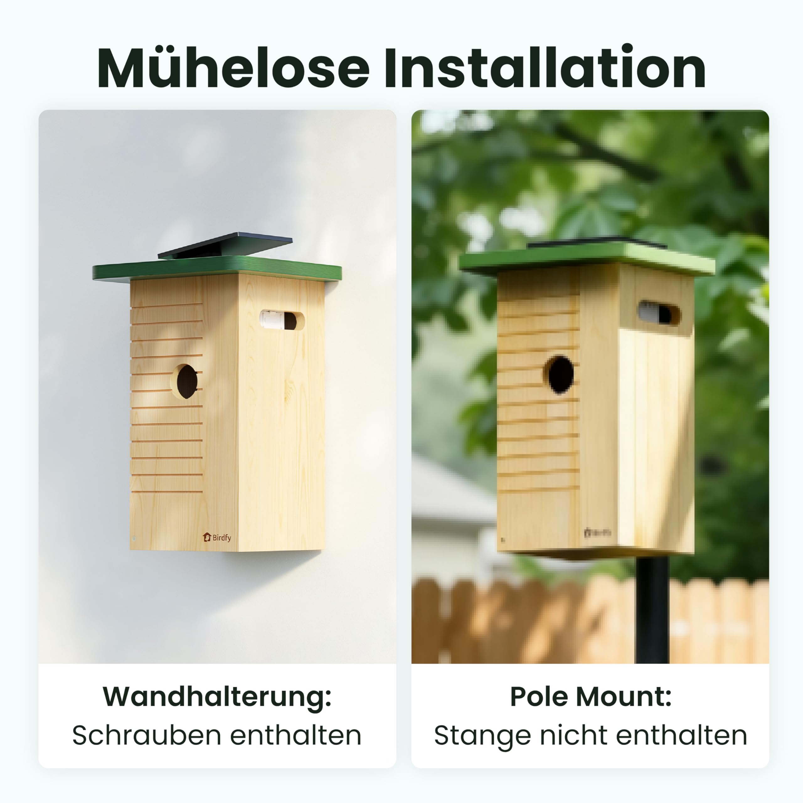 Birdfy Vogelhaus mit Kamera Solar, 1080P FHD Live-View, Echtzeitbeobachtung des Nestbaus und der Brut von Vögeln,Nistkasten mit Kamera, 5200mAh Akku, KI - Ident Vogelfreunde