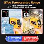 FKM Rechargeable Infrared Thermometer Gun,13-Point Laser-High Precision | Non-Contact Laser Thermometer Gun -58°F~1472°F,Digital IR Temperature Gun for Cooking,Griddle,Oven,HVAC,Automotive,Industrial