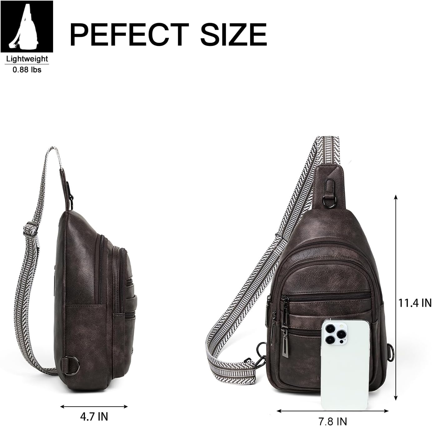 Sling Bag for Women Crossbody Fanny Pack Sling Purse Backpack Vegan Leather Travel Cross Over Shoulder Bag Coffee - Image 3