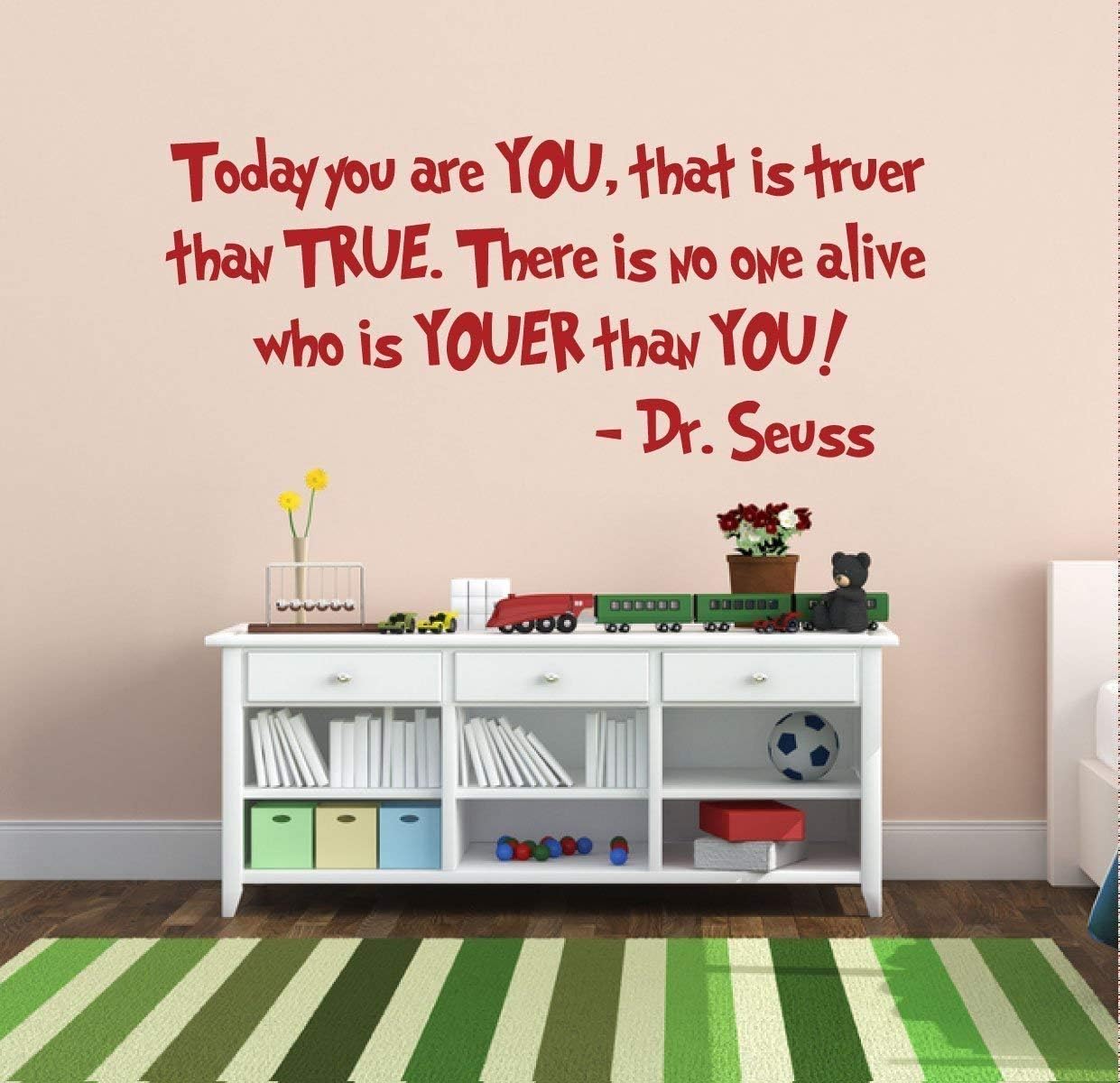 Today You Are You Wall Decal 'There Is No One Alive Who Is Youer Than You' Vinyl Lettering | Black, White, Red, Blue, Pink, Purple, Yellow, Green, Other Colors | Small, Large Sizes