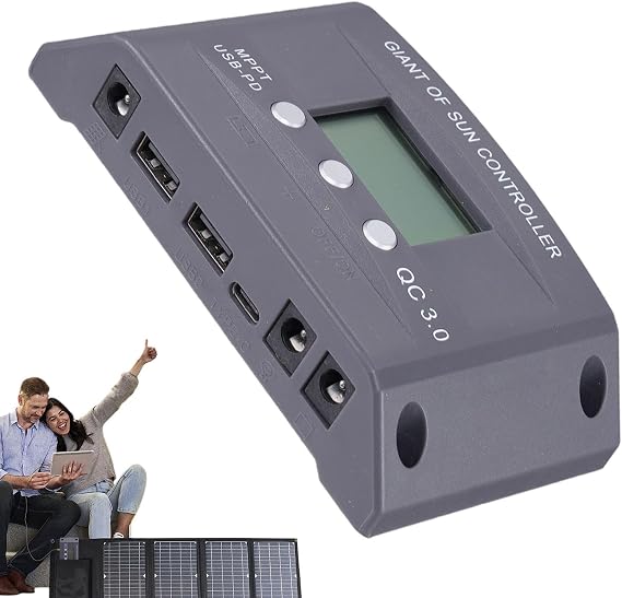 Charge Controller for Solar Panel, 12V-24V Solar Charging Controller MPPT, Fast Charge Dual USB Intelligent Adjustment with DC Port MPPT Charge Regulator Solar Panel Regulator for Customer Service |
