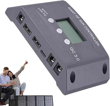 Charge Controller for Solar Panel, 12V-24V Solar Charging Controller MPPT, Fast Charge Dual USB Intelligent Adjustment with DC Port MPPT Charge Regulator Solar Panel Regulator for Customer Service |
