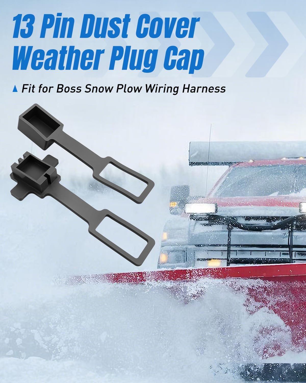 13-Pin Wiring Harness Dust Cover Weather Plug Cap Fit for Boss 13 Pin Snow Plows, Plow-Side and Truck-Side, Replacement 1304745 1304744 MSC03744 MSC03743